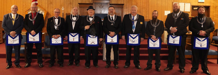 The new officers installed for the calendar year 2023 led by WM Russ Sutton.