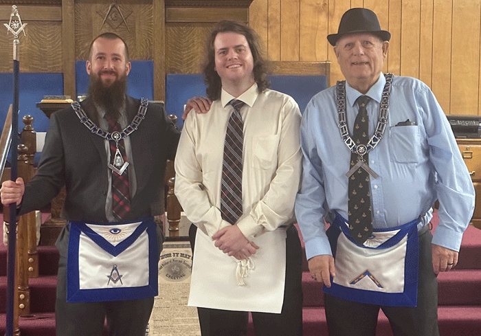 Brother Hall with SD Benjamin Fuller and WM Russ Sutton.
