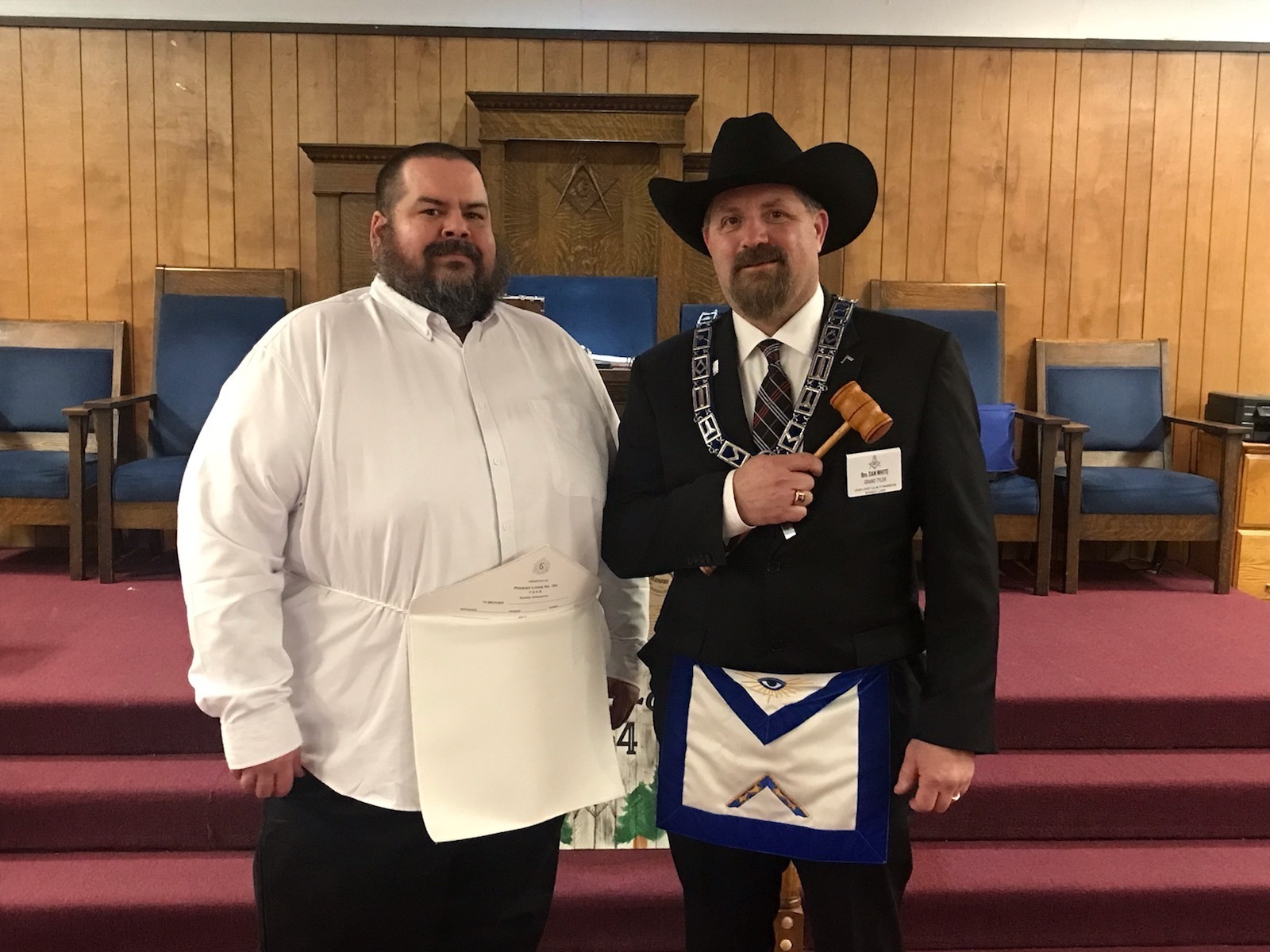 Brother Justin Ellis with WM Dan White after his EA Degree.