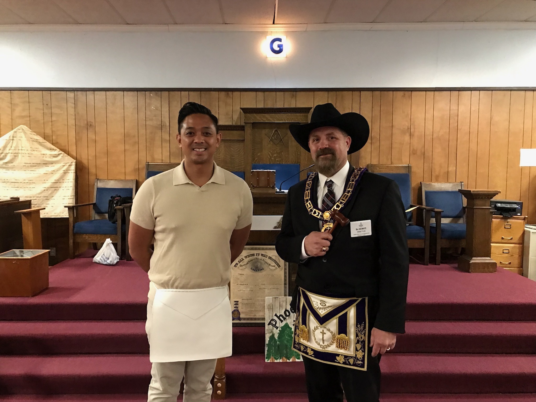 Brother Mendoza-Truong with WM Dan White after his FC Degree.