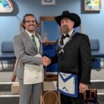 Bro. Cameron Lewis with WM Dan White after Cameron's EA degree.