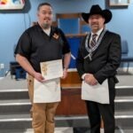 Brother Thomas Carpenter receiving Trowel Award from WM Dan White