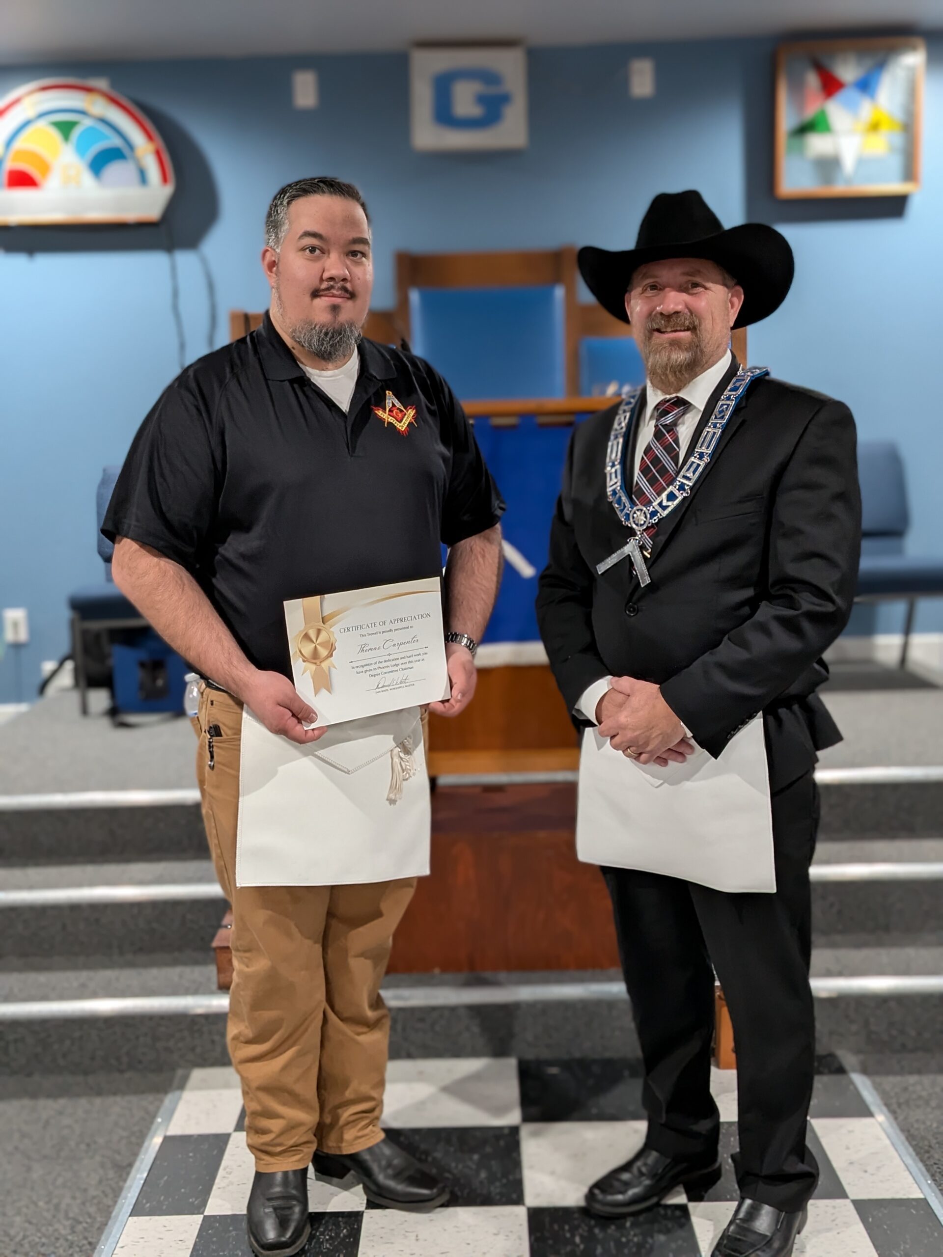 Br. Thomas Carpenter Awarded Trowel by WM Dan White